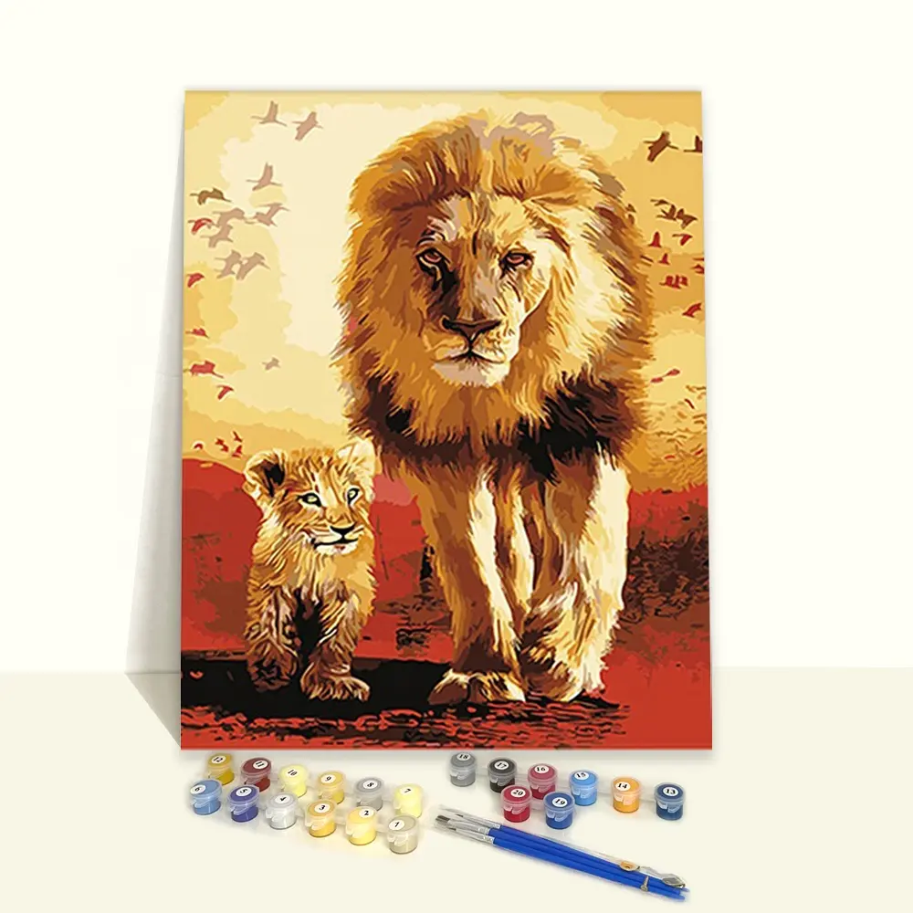 Kit de peinture par numéro de Lion pour mère et bébé, bricolage éducatif, ensemble pour enfants, cadeau d'anniversaire pour enfants
