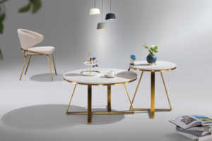 Contemporary Round Nesting Bent Black Gold Metal Side Glass Marble Stone Mdf Wood Coffee <strong>Table</strong> Nest of <strong>3</strong> <strong>Table</strong> <strong>Set</strong> Nesting <strong>Table</strong> - Product Image 5