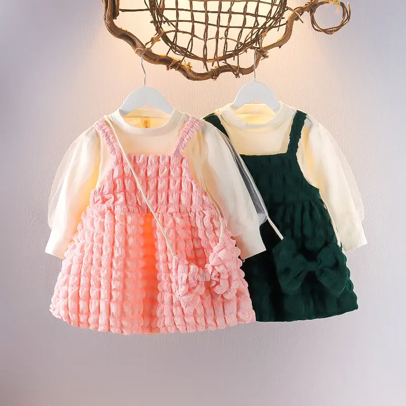 Toddler Baby Girl Christmas Dress 2022 Sweet Style manica lunga Princess Dress Plaid gonna a trapezio vestiti per bambini