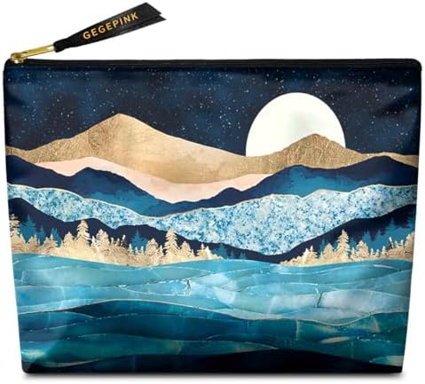 Mountain moon lake-blue-makeup bags