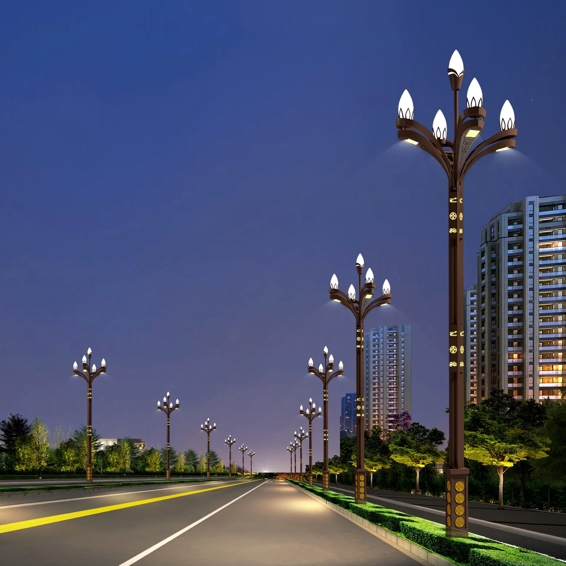 80 feet outdoor 30 Years Warranty LED Street Light Pole Manufacture