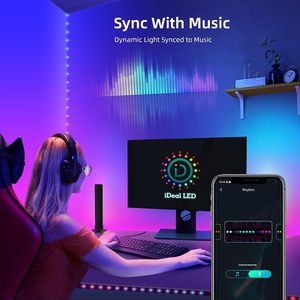 Sincronización de música controlada por aplicación a pilas Fiesta de Navidad multicolor RGB Luces de cadena de hadas inteligentes con control remoto