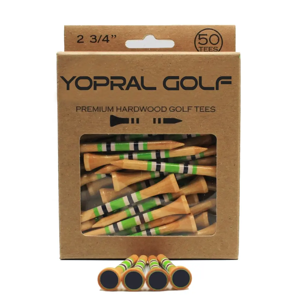 Logo imprimé personnalisé professionnel 54mm 70mm 83mm 2 3/4 pouces boîte de papier en bambou en bois écologique t-shirts de golf en vrac