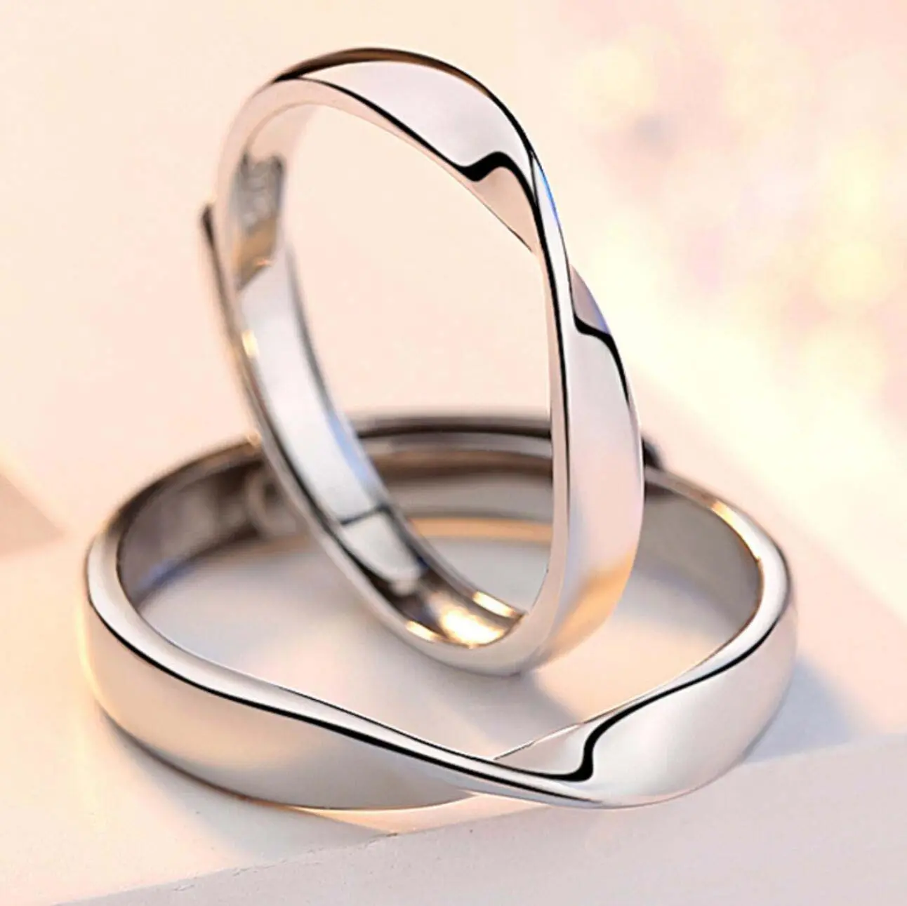 Anillos de boda de piedra, joyería personalizada, joyería de pareja de Ley 925, anillo de pareja de plata