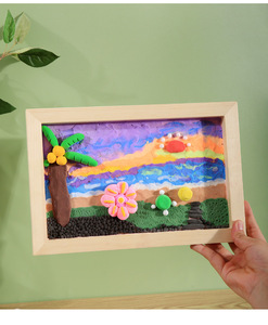 2024 tinh tế gỗ rắn siêu nhẹ đất sét tác phẩm nghệ thuật hiển thị Khung vật liệu thủ công trẻ em vẽ khung gỗ - Product Image 5