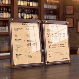 Tùy chỉnh quảng cáo Acrylic <span class=keywords><strong>menu</strong></span> thức ăn nhanh <span class=keywords><strong>Menu</strong></span> hiển thị mỏng khách sạn A3/A4 Gỗ cơ sở nhà hàng Áp phích đứng - Product Image 6
