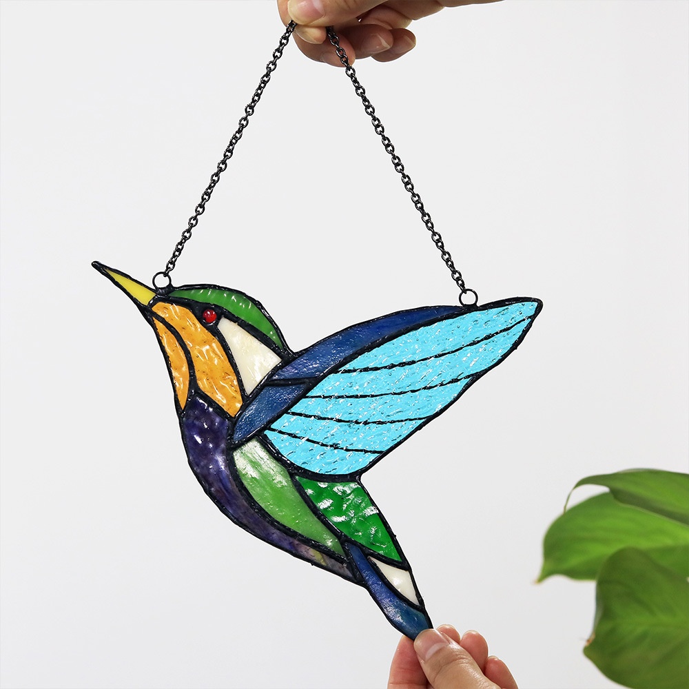 Hummingbird stained glass pendant Sun Catcher