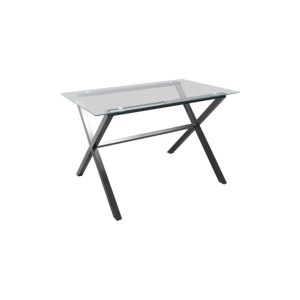 散装出口现代简单玻璃餐桌，黑色金属底座 - Product Image 1