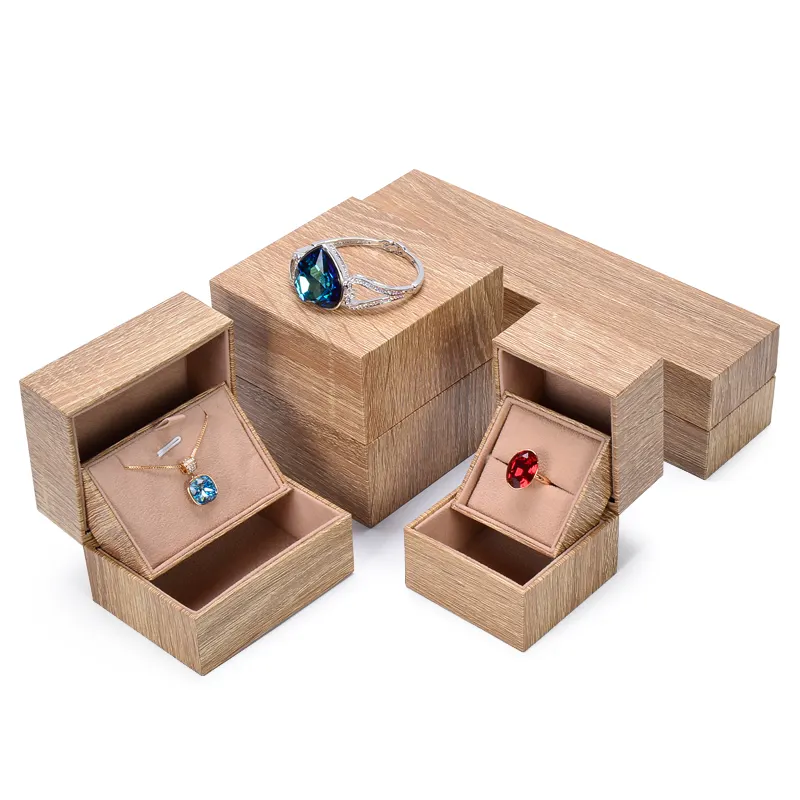Zebo Custom brand wood grain paper jewellery jewelry box wholesale