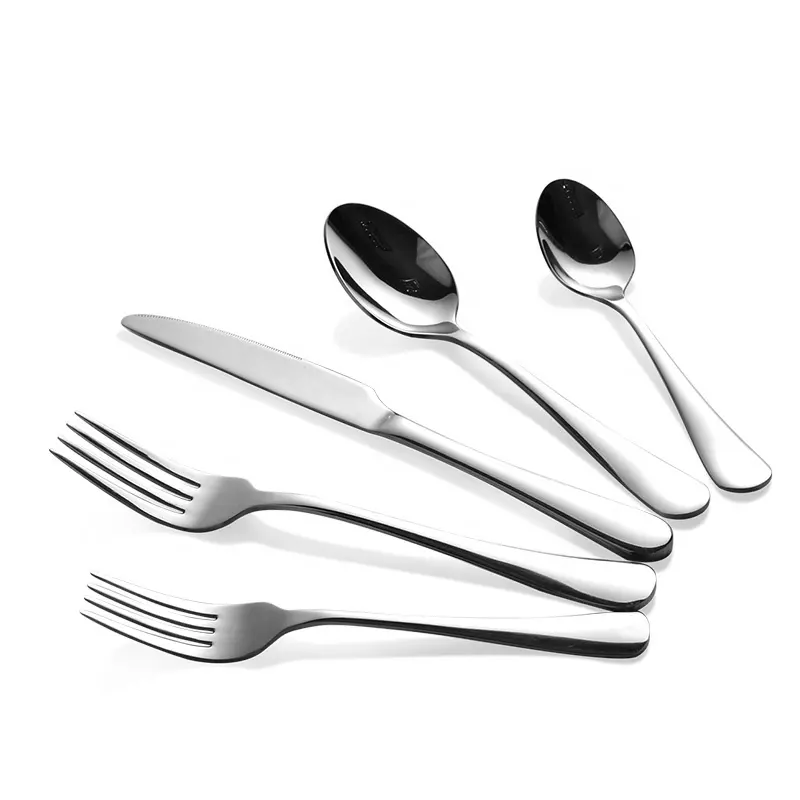 Jieyang factory regular model 410 stainless steel cutlery set dessert dinner knife fork spoon and tea spoon