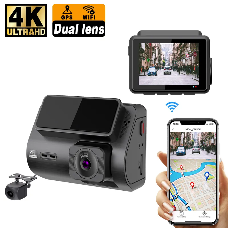 M700 2 pulgadas dashcam 4K WiFi GPS doble lente Dash Cámara DVR coche doble Camara Dash CAM frontal y trasera 4K WiFi GPS dashcam