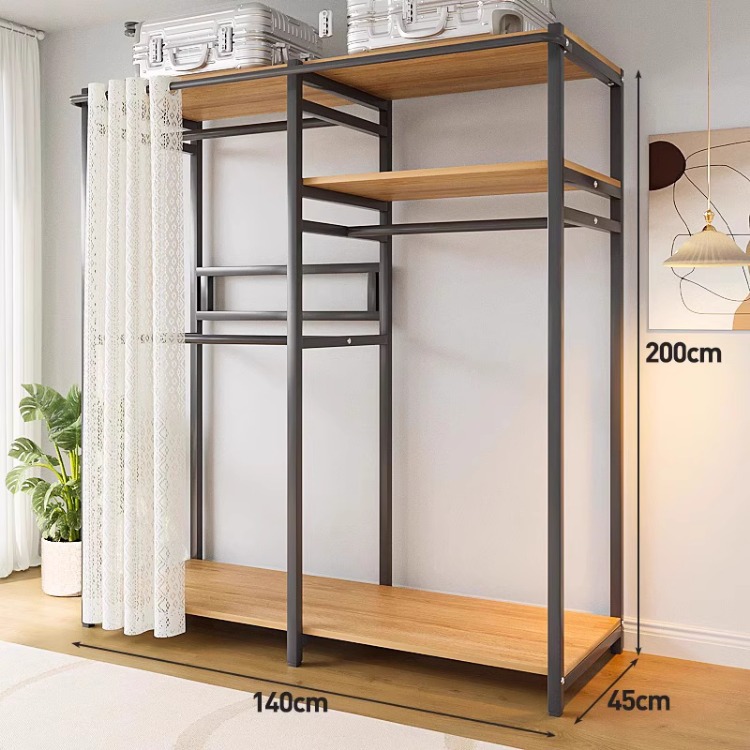 140*45*200-black frame steel and wood combination