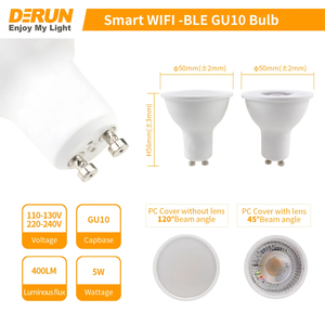 หลอดไฟ LED อัจฉริยะเปลี่ยนสีได้5W สีแดงชมพูเขียวฟ้าส้มเหลือง GU10ไฟสปอตไลท์ LED อัจฉริยะ5W - Product Image 5