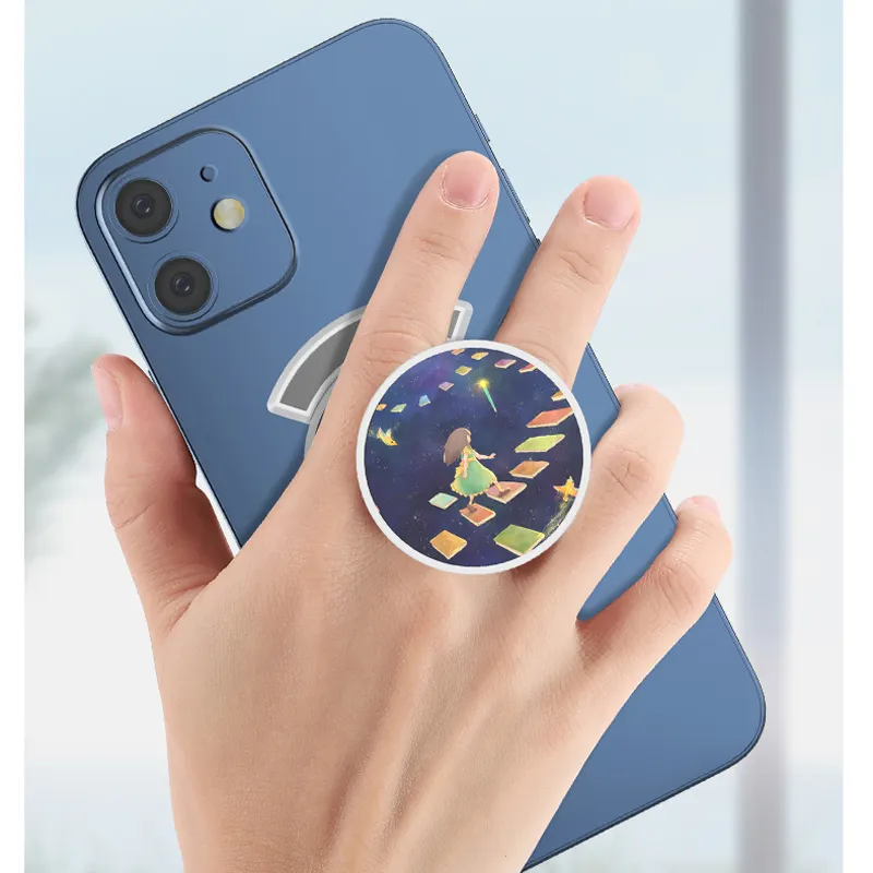Custom Logo Sublimation Phone Stand Grip Collapsible Finger Ring Mobile Phone Holder Sockets for Smartphones