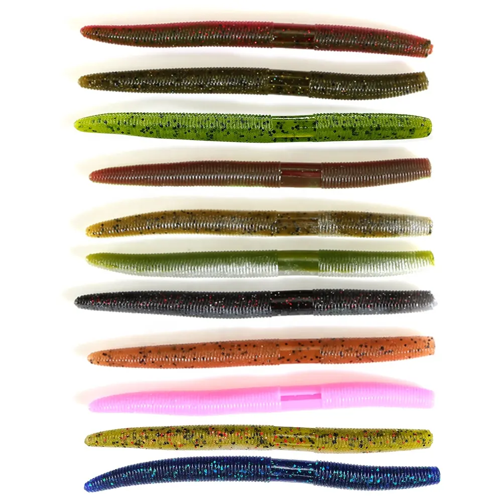 Yenilenebilir 135mm 10g Glitter floresan yumuşak plastik Lures bas balıkçılık Senko Grubs solucan yem