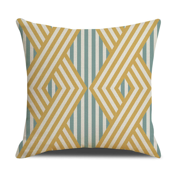 Nordic Geometric Plaid Linen Pillowcase Cushion Cover Printed Car Sofa Bed Pillow Cushion Pillow Cover