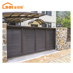 JHR Fechadura de metal e alumínio para porta principal, cerca e portão, <span class=keywords><strong>design</strong></span> moderno, alumínio deslizante automático para entrada frontal externa de casa, 1 conjunto