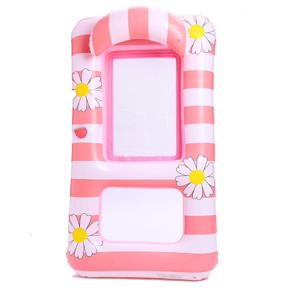 Pink-dual-use-daisy striped backrest floating bed