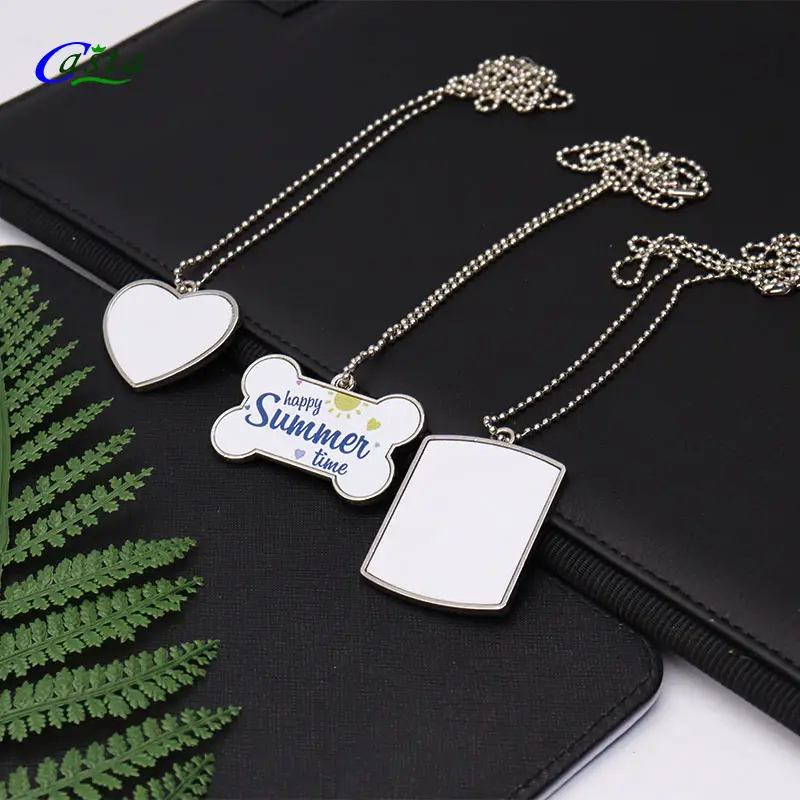 Groothandel Hart Blanco Ketting Gedrukt Foto Sublimatie Blank Sieraden Aluminium Ketting