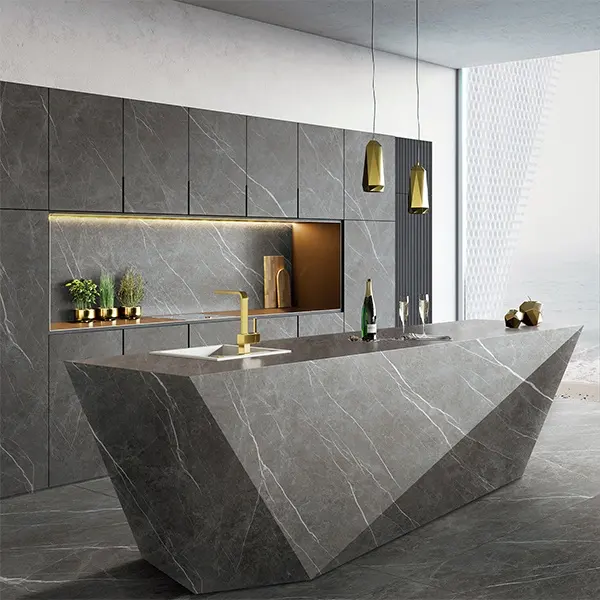 Dunne Dikte Grey Kleur Porselein Grote Platen Keuken Counter Top Gesinterde Stone