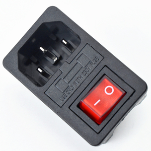 10A ช่องเสียบปลั๊กไฟ250V AC DB-14-F ปลั๊กไฟพร้อมสวิตช์โยกสีแดงและช่องใส่ฟิวส์3/4ขา KC IEC 320ช่อง C14เข้า - Product Image 2
