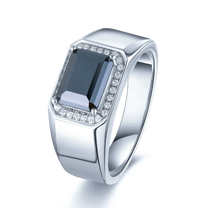 Мужское позолоченное кольцо из серебра 925 пробы с квадратным муассанитом, большое серое бриллиантовое кольцо с муассанитом 3 карата