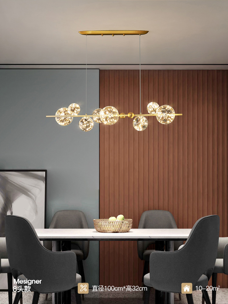 Modern romantic living room dining room decoration golden glass ball star LED chandelier