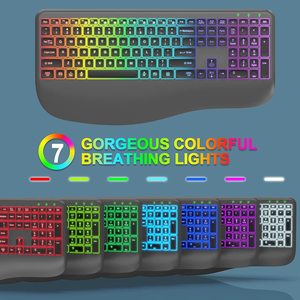 Eyboard e ireless, Ombo con 7 Colors acklit, Rist Rest, 2,4G recargable - Product Image 1