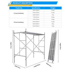 Fábrica profesional Oem Alta confiabilidad Walkthrough Accesorios de construcción Materiales de construcción resistentes Andamio de Marco H - Product Image 3