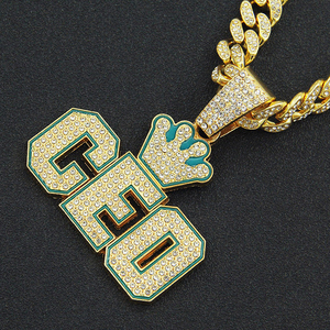 Custom <strong>Newest</strong> <strong>Design</strong> Ice Out CEO Crown Clasp <strong>Pendant</strong> Hip Hop Bling Silver Cuban <strong>Pendant</strong> for Rapper Jewelry - Product Image 4