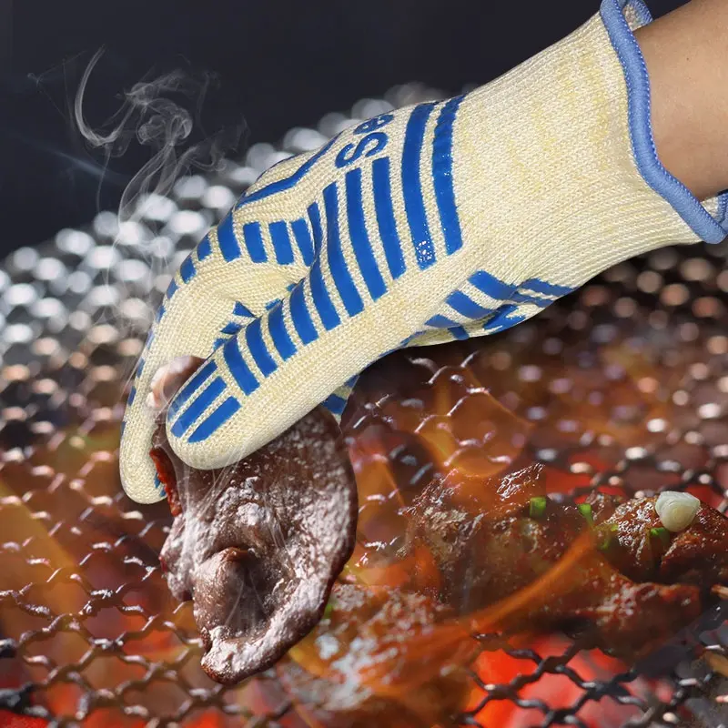 2023 accessoires de cuisine résistant à la chaleur silicone résistant au feu barbecue poêle cheminée gants grils tricotés mitaines de four grils tricotés