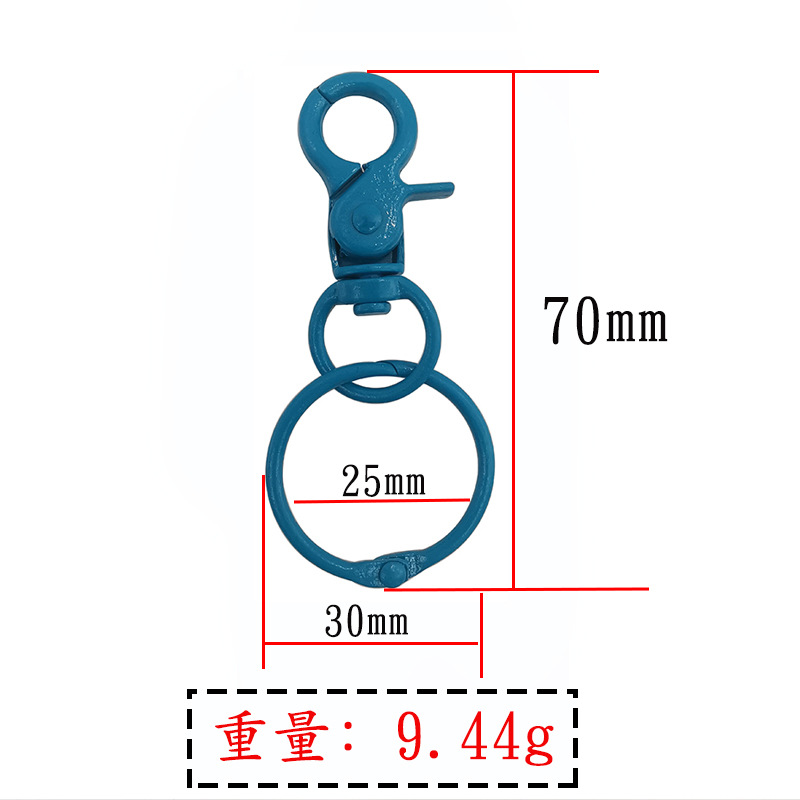 GTQ70C5370x30mm Lake Blue Round Hook Book Ring Alloy