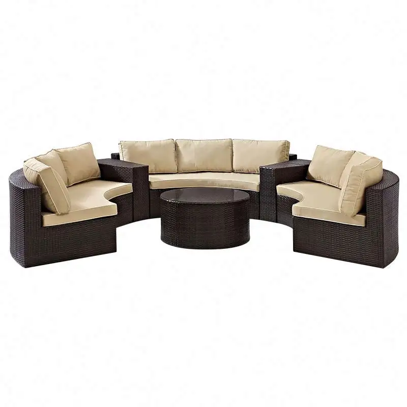 Conjunto de sofás para patio muebles de exterior sofá de salón exterior conjunto de sofás de ratán redondos de polietileno