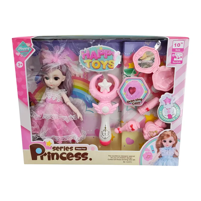 Set di bambole da ragazza fantasia da 10 pollici 13 articolazioni arti mobili moda principessa bambole Set con bacchetta giocattolo per ragazze regalo