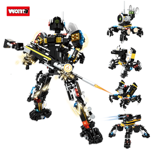 WOMA TOYS C5017 bambino educativo fai da te creativo plastica deformata blocco di costruzione mattone 4 in 1 trasformazione robot mecha mech kit set - Product Image 1
