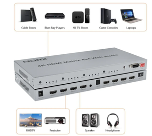 Neue 4x4 HDMI Matrix mit Toslink & Stereo Audio Out 4K HDMI Matrix Selector 4 in 4 out HDMI Switch Splitter mit EDID Extractor RS232