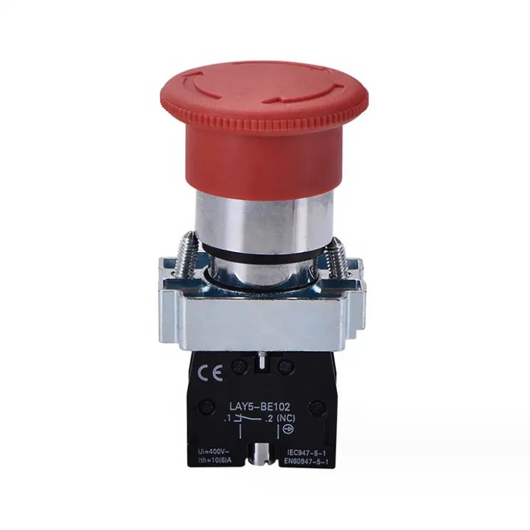 Interrupteur à bouton d'arrêt d'urgence à tête de champignon rouge en métal XB2