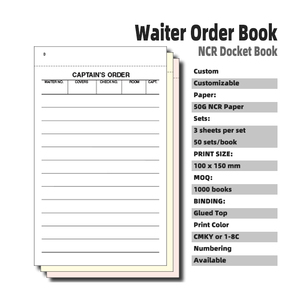 China Factory OEM ODM Customizable Carbon Less Receipt <strong>Invoice</strong> Booklet NCR Restaurant <strong>Sales</strong> Waiter <strong>Order</strong> Book Printing My Logo - Product Image 1