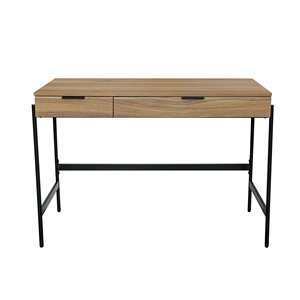Custodia semplice in ferro battuto in metallo Home Office Computer per Laptop tavolo in legno scrivania da studio per studenti a casa scrivania con 2 cassetti - Product Image 2