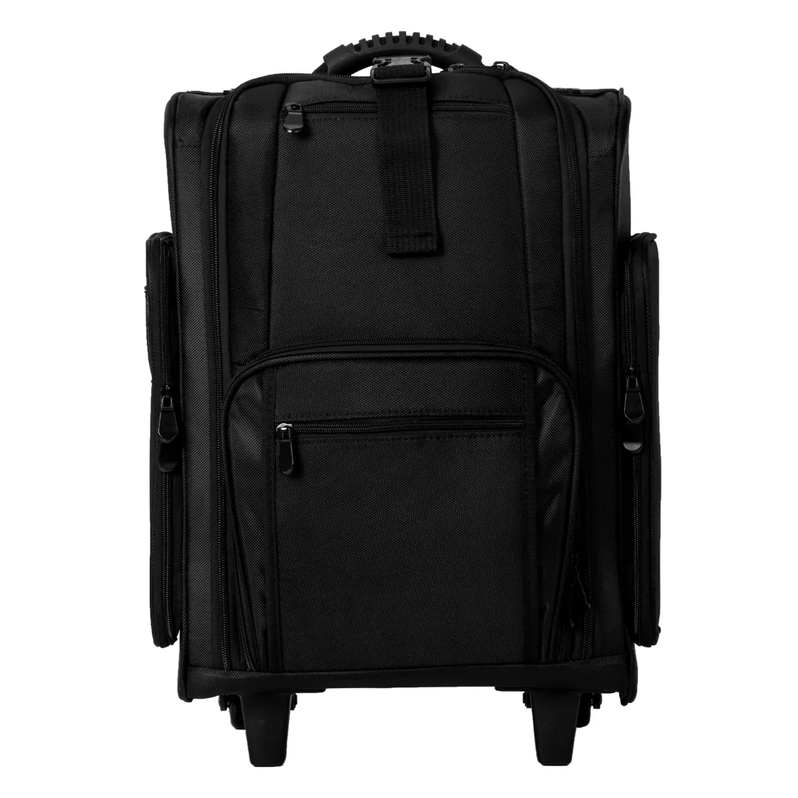 KONCAI FAMA fabrika klasik siyah yüksek kalite profesyonel arabası çantası kozmetik naylon tren vaka tekerlekli makyaj çantası