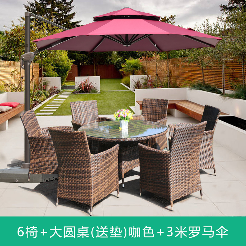 a model 6 chairs + 120x120 round table-cushions-roman umbrella