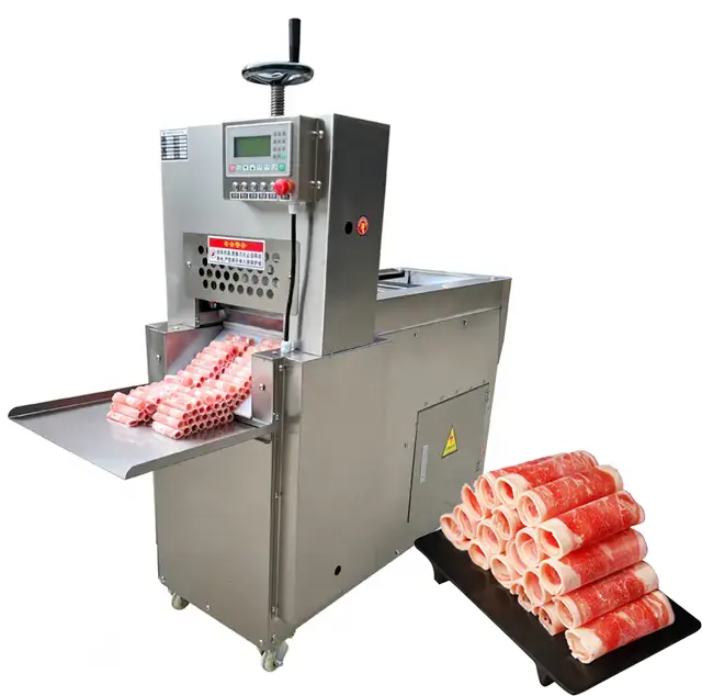 Affettatrice per carne congelata commerciale ad alta velocità taglierina automatica per involtini di carne di pancetta di agnello di manzo in acciaio inossidabile