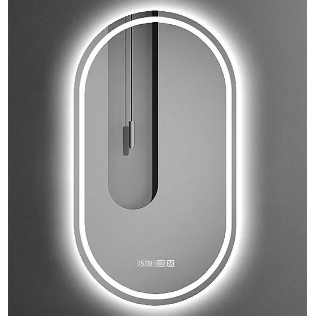 Espejo de baño antiniebla LED de doble toque Simple moderno con diseño vertical iluminado de tres luces para decoración de baño