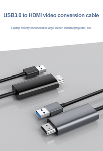 Cable USB a HDMI de 1,8 M USB3.0 a HDMI 1080P/60 @ Hz Cable Adaptador convertidor macho a macho Plug and Play para portátil Monitor HDTV - Product Image 2