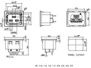 IEC C19 Power AC Female Inlet 3 Pin <strong>16A</strong>/20 250V Connector Outlet <strong>Plug</strong> Industrial Application Rated Current 20A - Product Image 5