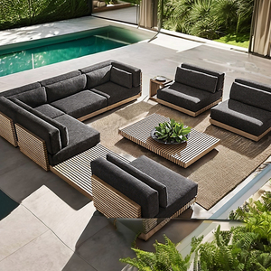 Đồ Nội Thất Gỗ Tếch Sang Trọng Đồ Nội Thất Sân Vườn <span class=keywords><strong>Sofa</strong></span> Ghế Sâu Bộ <span class=keywords><strong>Sofa</strong></span> Gỗ Tếch Nguyên Khối - Product Image 1