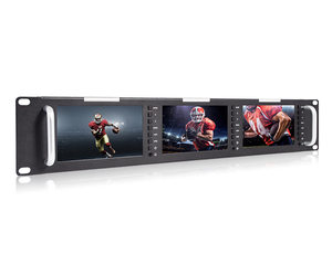 Triple 5&quot; 2RU 800X480 Broadcast LCD Rackmount <strong>Monitor</strong> with 3G-SDI, HDMI, AV Input and <strong>Output</strong> T51 PLUS Broadcast Studio <strong>Monitor</strong> - Product Image 1