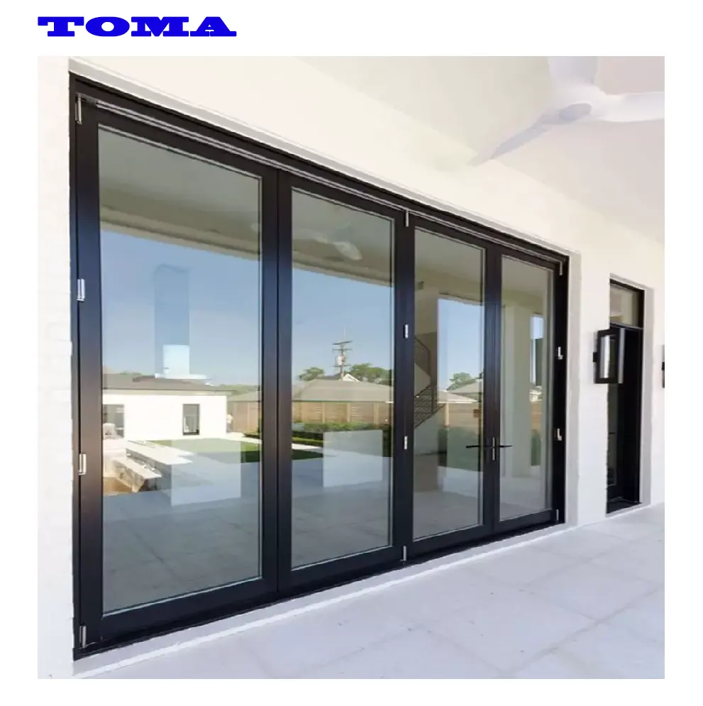 AS2047 TOMA ภายนอกอลูมิเนียมกระจกสองบานเลื่อนประตูเปิดสไลด์