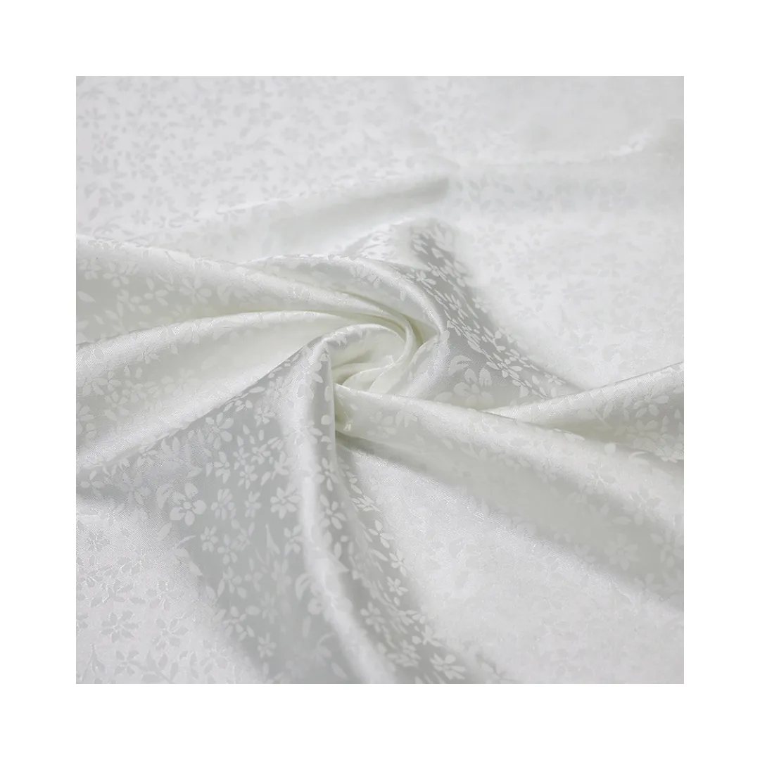 Diseño de flor triturada pequeña clásica tejida 97% poliéster 3% Spandex tela Jacquard de satén encantador para vestido
