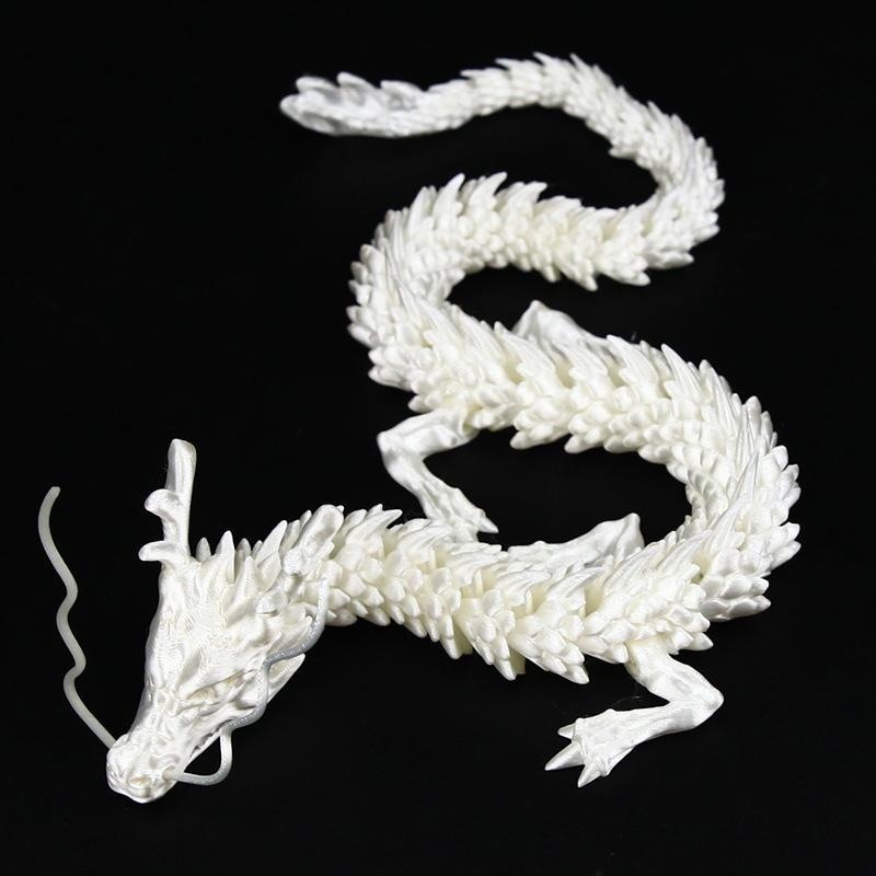 Dragon chinois blanc en soie 45cm
